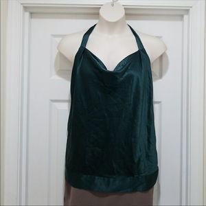 Banana Republic 100% Silk Emerald Tie Halter